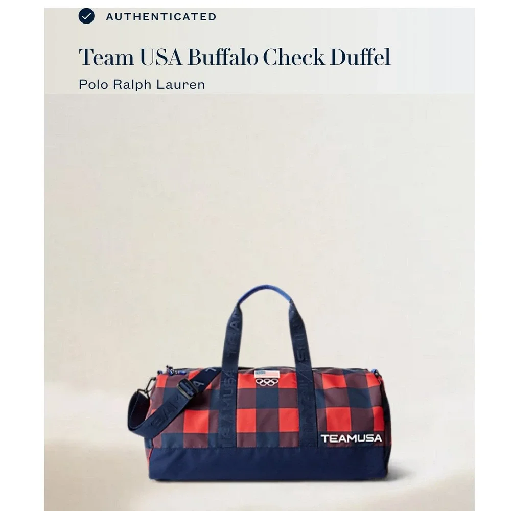 NWT Polo Ralph Lauren Team USA Beijing 2022 Olympics Buffalo Check Duffle